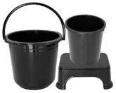 Kuber Industries 3 Pieces Plastic Bucket, Dustbin & Stool Set (Black)